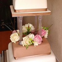 Janet Three tier wedding cake decorated with fresh roses and diamantes