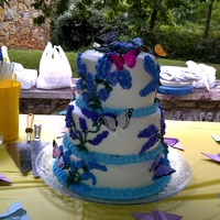 Butterfly Cake I did this cake for a Hospice event and their symbol is the butterfly. I was a yellow cake with a strawberry mouse filling between the...