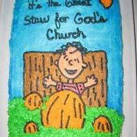 Church Cake this cake was done for my church fall stew, everyone thought it was cute. I wanted to do something that tied in with fall and funny.