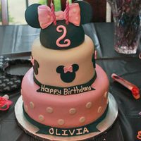 Minnie Mouse Cake Made this cake for a 2 year old's birthday party. The bottom tier is a 9" strawberry cake with Nutella Buttercream filling. The...