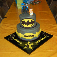 Batman 6" and 9" buttercream with fondant accents. Still just a rookie, but it's getting easier each time. Thank you all for the...