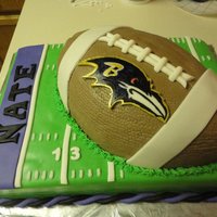 Ravens Football Birthday cake. Vanilla with MMF decorations. Handpainted Raven.
