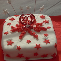 Ruby Wedding Anniversary Cake This was my first attempt at a fondent covered cake for my inlaws wedding anniversary