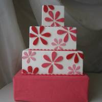 Fuschia Blooms Cake Fondant with hand cut fondant flowers.