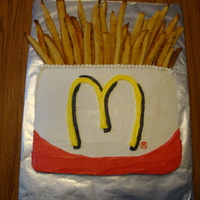 Mcdonalds French Fry Cake This cake was for our daughters 3rd birthday. Driving down the road one day, she said she wanted a french fry cake!! This was such a fun...