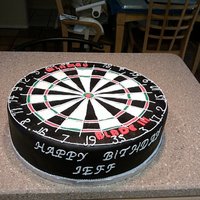 Dart Board Cake This was a pain in the butt to make. As you can see in the photo I forgot the r in birthday but before I gave it to the customer I fixed it...