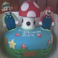 Mario & Luigi lemon madeira cake with jam & buttercream filling, figures are made with sugarpaste, swore I wouldnt make this fidly one again but...