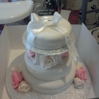 Round 3 Tiered Cake round 3 tiered cake with pink and ivory roses