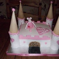 Angelina Ballerina Castle Cake pink and white themed angelina ballerina cake, all edible, made for my daughters 4th birthday