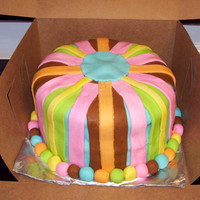 Striped Birthday Cake Just a simple birthday cake for a friend. Red Velvet cake, cream cheese dirty ice and MMF for everything else. TFL.