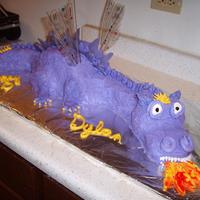 Firebreathing Dragon....!!! I made this for my grandson who loves dragons, especially the one from Shrek.....It's all BC frosting....the picture was taken before...
