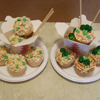 Chinese Food...???? Cupcakes....!!! I made these for my grandson's 10th birthday...he loved them....I got the idea from the 2nd Hello Cupcake book.....the food is made...