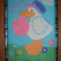 Pink Bundle Of Joy Has Arrived The 1/4 sheet cake is iced and decorated in buttercream frosting.....