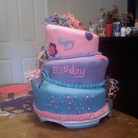 Silly Bandz Topsy Turvy My first topsy turvy and second fondant cake . not to bad I think . I used straws as the place to slide the wire that held the silly Bandz...