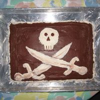 Yarrrrr! Pirate cake I made for my brother (he turned 24 and yet loves pirates)...all I used was icing and a plastic knife as a paint brush!
