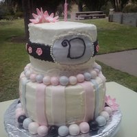 First Ever Decorated Cake! vanilla cake with cannolie filling and vanilla buttercream! fondant and gumpase accents