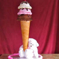 Ice Cream Cone I made this cake for my niece's birthday. Three tiers of chocolate cherry cake with cherry filling white fondant airbrushed and...
