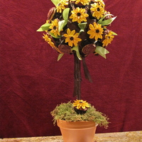 Cupcake Topiary My first cupcake topiary made for my sister's birthday! This was fun but time consuming. White cake with whipped chocolate ganache...