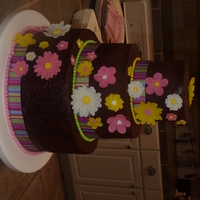 Chocolate & Neon Cake Yellow-Chocolate-Yellow cake covered in chocolate ganache and gumpaste flowers. The first cake I ever decorated. For my sister-in-law'...