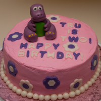 Barney Cake I made this cake for Birthday Cakes 4 Free Twin Cities. It's a marble cake with buttercream frosting and fondant accents. The Barney...