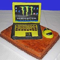 Laptop Monster Computor Cake I made this cake for my 13 year old grandson. He is one of twins and he likes browsing the Internet. He also likes the look of Monster...