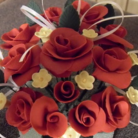 Red Roses first gum paste flower bouquet