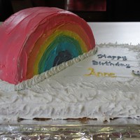 Rainbow My daughter wanted a rainbow cake for her 4th birthday. This is made with boxed cake, and decorated with ziploc bags . The rainbow batter...