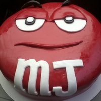 Red M&m Cake M&M cake for first b-day. This was the smach cake for the b-day boy. The cake is Chocolate with strawberry filling and buttercream...