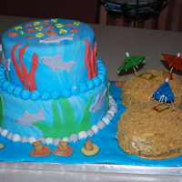Shark Birthday Cake This is my 2nd fondant cake. It was a birthday cake for my nephew's shark party