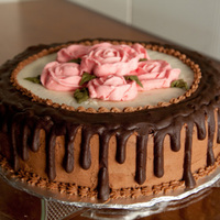 Chocolate Cake! Chocolate cake with mocha filling. Decorated with chocolate/vanilla buttercream and melted chocolate.