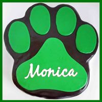 Bobcat Birthday! Carved from a 12" round vanilla cake and villed with pineapple filling. Covered in buttercream and fondant. Name is piped from royal...