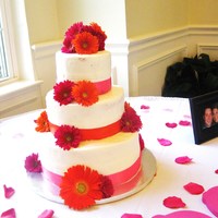Gerber Daisy Cake Buttercream...top tier fell in back of delivery vehicle....mostly repaired!
