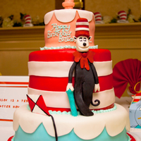 Cat In The Hat 3 Tier Cake Cake i made for my god daughter, the couple wanted this cake they found online. Cat in the hat cake. 14", 10",6". WASC cake...