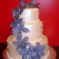 Wedding Cake fondant covered cake, with gumpaste flowers
