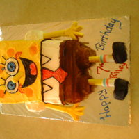 Spongebob Birthday Cake Birthday cake for a young boy that really likes spongebob. Buttercream frosted, fondant covered pretzel rods used for arms, legs and nose....
