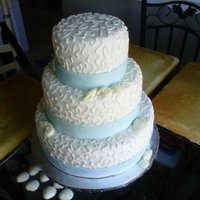 Cornelli Lace Wedding Cake. I am not a fan of fondant after this one! The shells are white chocolate. TFL. :)