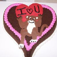 Valentine's Brownie For My Husband I made my husband this brownie for Valentine's Day. The icing is BC & the monkey is a chocolate transfer.