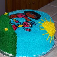 Dora & Boots (Side View) Side view of the Dora & Boots cake