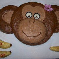 Monkey Cake Monkey cake is made with a large round white cake and 2 small round chocolate cakes (cut to sit against the large round). The bananas were...