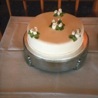 Simple Peach Wedding Cake The bride wanted a simple wedding cake which was fruit based covered with marzipan and sugarpaste. The roses were made with sugarpaste as...