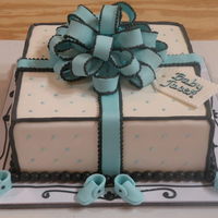 Baby Boy Shower Cake This is a Vanilla cake filled with Chocolate Mousse that's topped with a thin layer of Chocolate Ganache. Yum! I was really nervous...