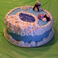 Winter Snowman Snowman and gifts made with gum paste, everything else is buttercream.