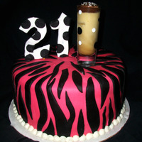 Zebra Print 21St Birthday Cake 