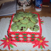 Cookie Exchange Party Cake Made with buttercream and Fondant. Cookies are mint chocolate chip. Diamonds are fondant.