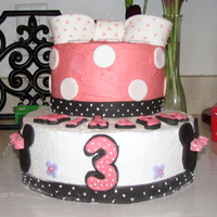 Minnie Mouse 2 tier Minnie mouse cake I used BC with fondant decorations.. I made 2 ears to go behind the bow... but they won't be put on till...