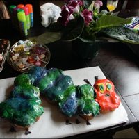 Very Hungry Caterpillar My daughter was turning 9 and requested this for her party. Chocolate cupcakes covered in fondant