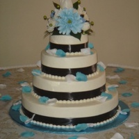 Turquoise And Black Wedding Cake 