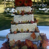 Rustic Fall Wedding Cake Outdoor wedding in Oct. white cake with buttercream basket weave with simple fall decorations! I loved making this cake and the bride and...
