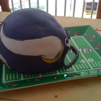 Minnesota Vikings Helmet Cake with all fondant decorations