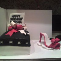 Shoe And Shoe Box Cake made for a birthday